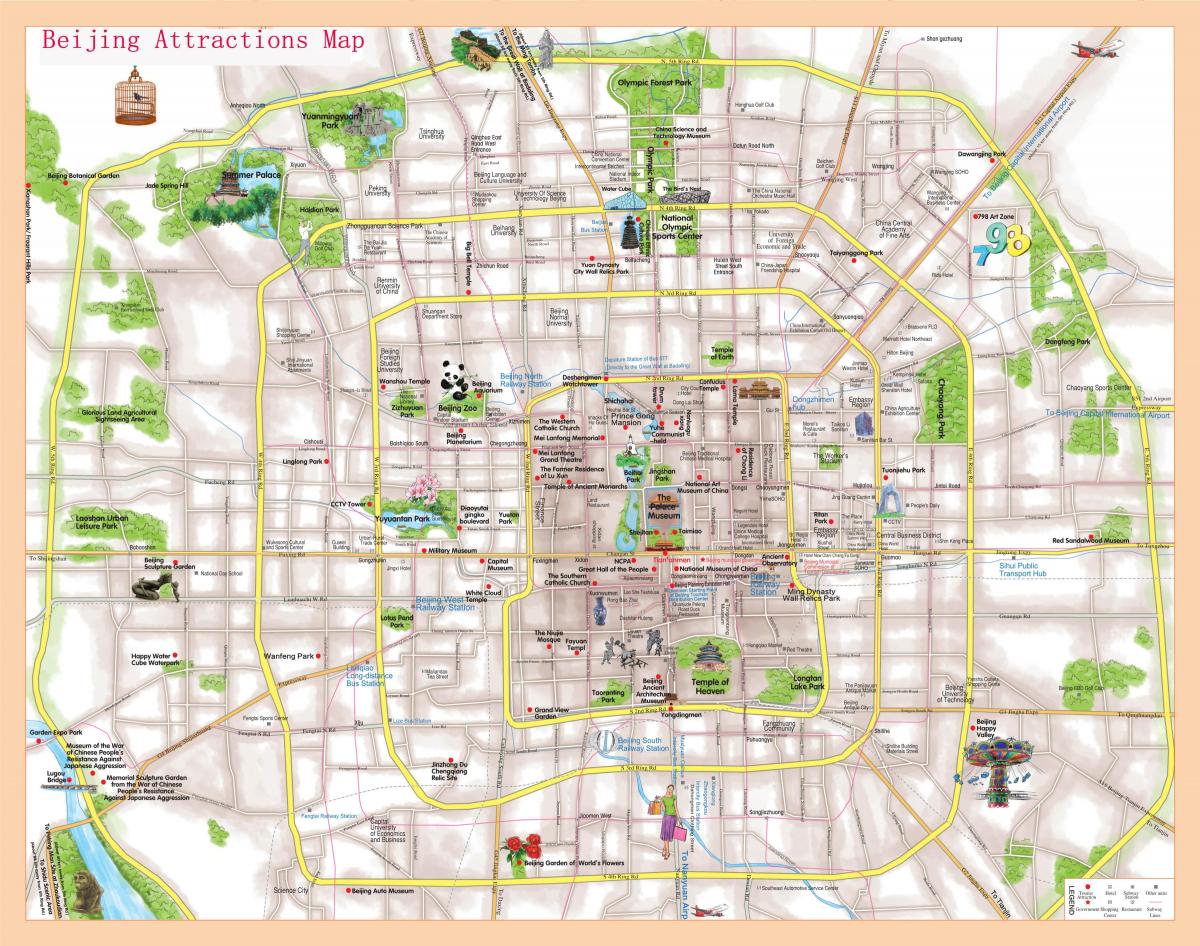 Mapa de lugares de interés de Beijing (Pekín)