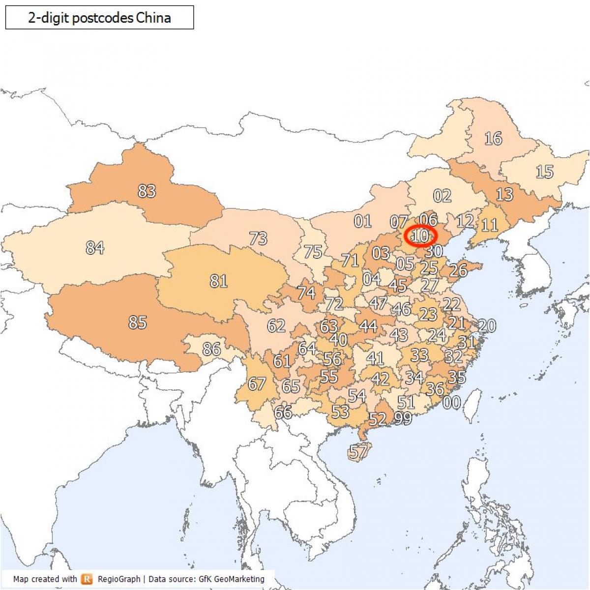 Mapa de códigos postales de Beijing (Pekín)