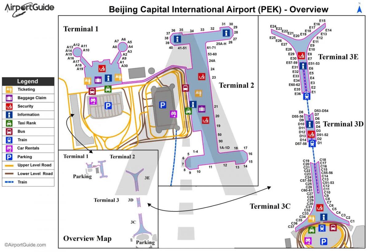 Mapa de la terminal del aeropuerto de Pekín