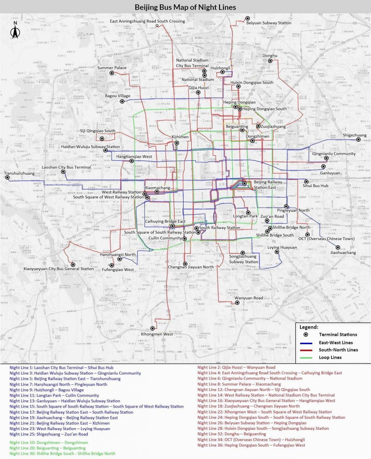 Mapa de la estación de autobuses de Pekín