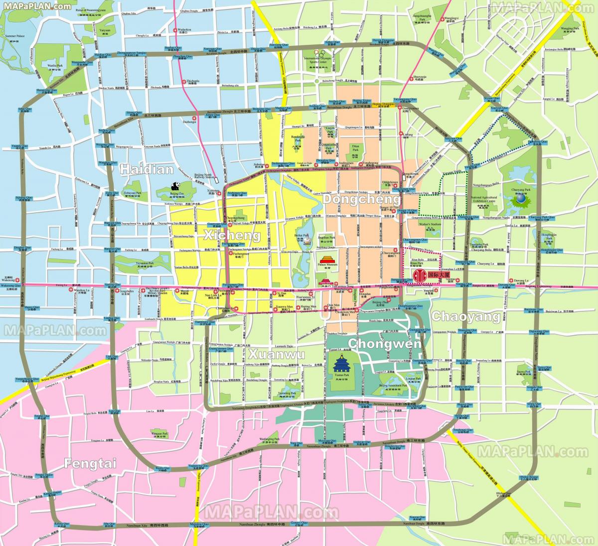 Mapa de los barrios de Pekín
