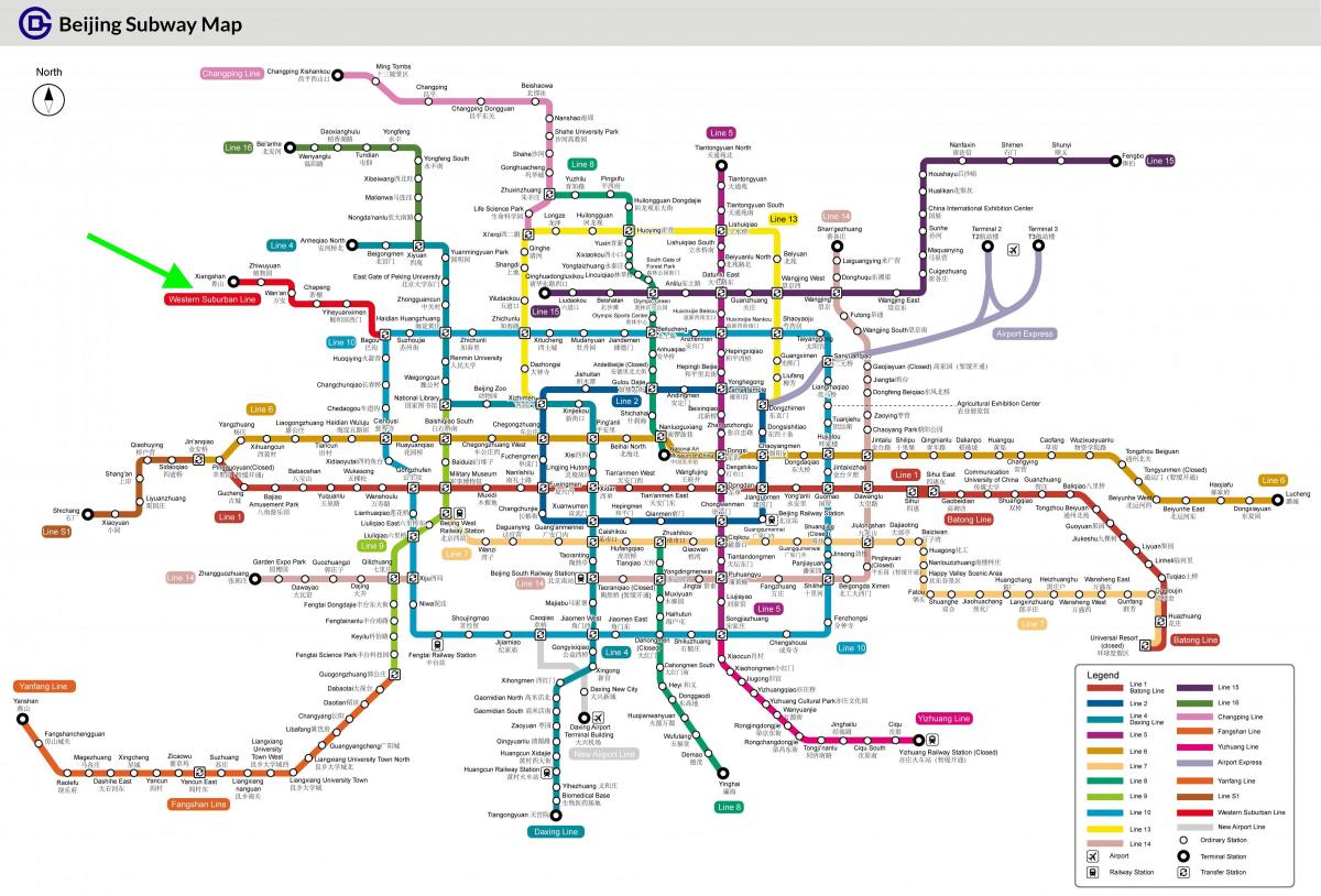 Mapa de las estaciones de tranvía de Pekín